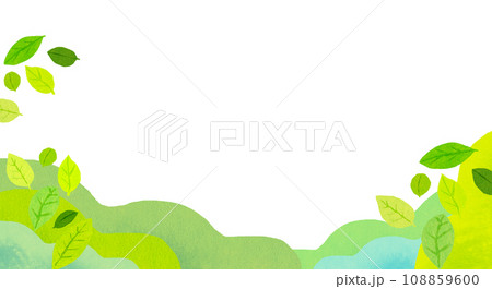 爽やかな若葉が舞うフレーム　背景素材 108859600