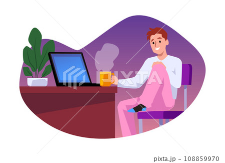 Male freelancer working on laptop at home, cartoon vector illustration Male freelancer working on laptop at home, cartoon vector illustration 108859970