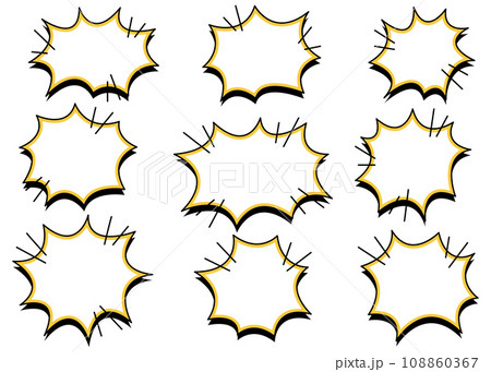漫画風の吹き出しセット 影付き ワンポイントフレーム 漫画風の吹き出しセット 影付き ワンポイントフレーム 108860367