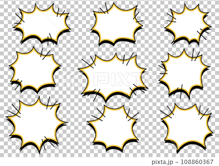 漫画風の吹き出しセット 影付き ワンポイントフレーム 漫画風の吹き出しセット 影付き ワンポイントフレーム 108860367