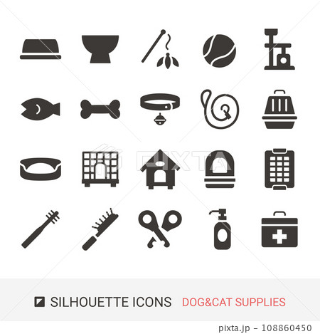 商品アイコン　犬用品　猫用品　シルエットアイコン 108860450