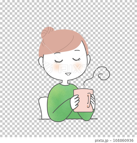 温かい飲み物で休憩する女性 温かい飲み物で休憩する女性 108860936