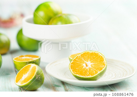 fresh citrus fruits on wooden table fresh citrus fruits on wooden table 108861476