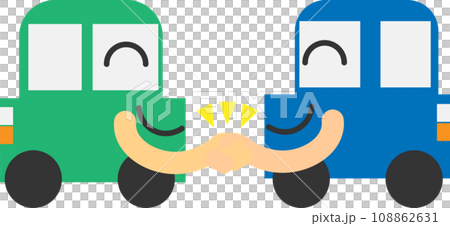 擬人化車のキャラクターが握手しているイラスト 108862631