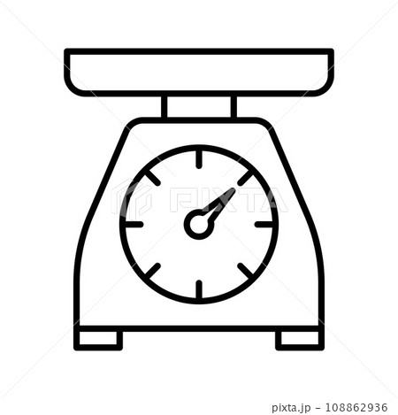 Kitchen scales icon, pictogram isolated on white.のイラスト素材 [108862936 ...