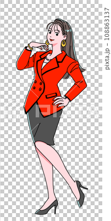 A woman in a flashy suit during the bubble period 108863137