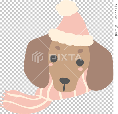 Cute Dachshund Christmas, Pink Christmas Animal cartoon illustration Cute Dachshund Christmas, Pink Christmas Animal cartoon illustration 108863415