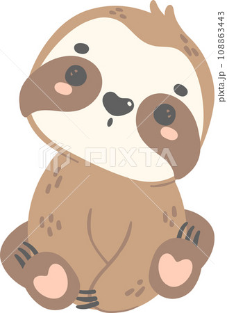 Cute Baby Sloth Sitting cartoon nursery illustration Cute Baby Sloth Sitting cartoon nursery illustration 108863443