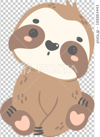 Cute Baby Sloth Sitting cartoon nursery illustration Cute Baby Sloth Sitting cartoon nursery illustration 108863443