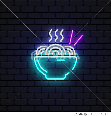 Noodles neon icon, great design for any purposes. Vector illustration Noodles neon icon, great design for any purposes. Vector illustration 108863647