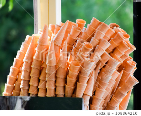 Waffle empty cups for ice cream 108864210