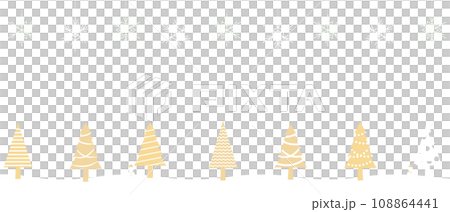 雪の結晶とクリスマスツリーの横長のフレーム背景/黄色⚫︎背景透過⚫︎ 108864441