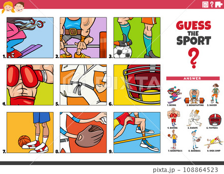 guess the sports discipline cartoon educational activity 108864523