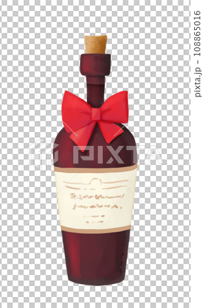 有絲帶和文字的紅酒瓶 有絲帶和文字的紅酒瓶 108865016
