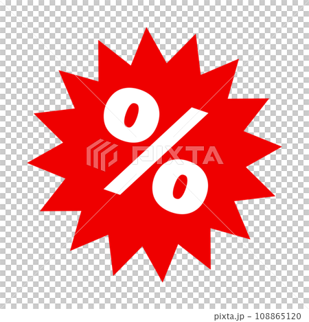 流行紅色百分比圖示。向量。 流行紅色百分比圖示。向量。 108865120