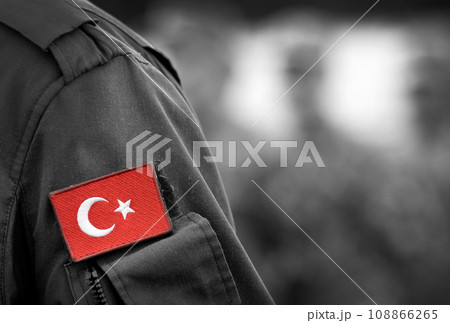 Turkish flag on Turkey army uniform.  108866265