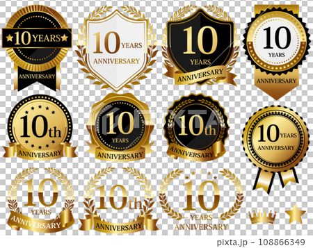 Luxurious 10th anniversary emblem set gold 108866349