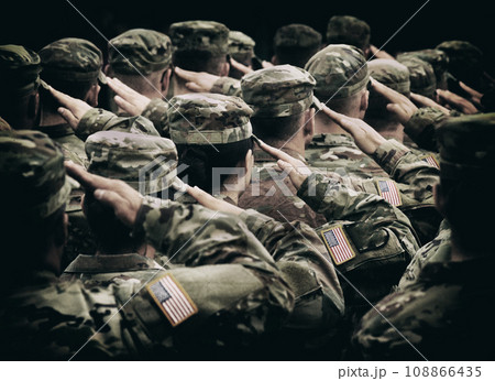 US soldiers giving salute 108866435
