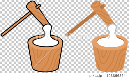 餅つきの臼と杵 108866834