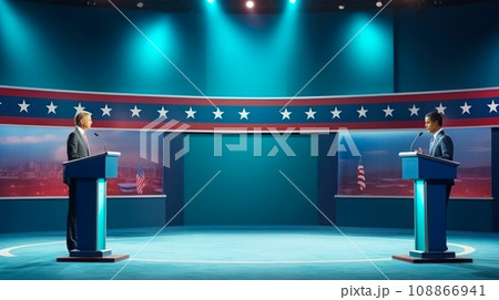 Idea or banner for inviting candidates to debates in the district, election rallies Idea or banner for inviting candidates to debates in the district, election rallies 108866941
