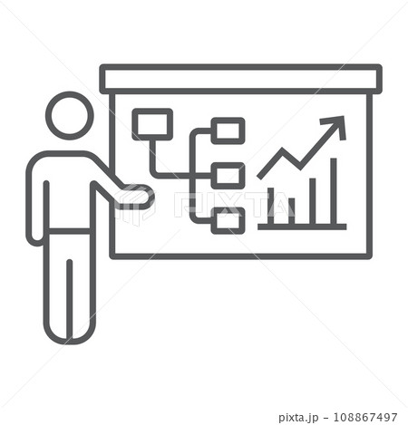 Business seminar thin line icon, business and training, presentation sign, vector graphics, a linear pattern on a white background, eps 10. Business seminar thin line icon, business and training, presentation sign, vector graphics, a linear pattern on a white background, eps 10. 108867497