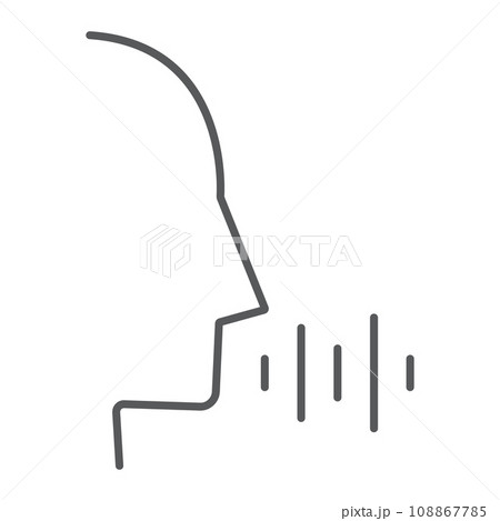 Voice control thin line icon, technology and sound, voice command sign, vector graphics, a linear pattern on a white background, eps 10. 108867785