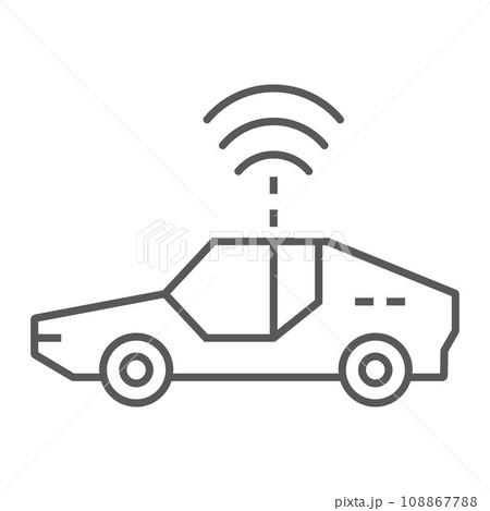 Autonomous car thin line icon, technology and future car, self driving sign, vector graphics, a linear pattern on a white background, eps 10. Autonomous car thin line icon, technology and future car, self driving sign, vector graphics, a linear pattern on a white background, eps 10. 108867788