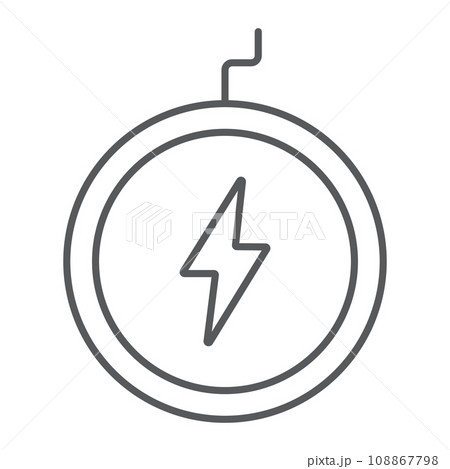 Wireless charger thin line icon, technology and power, wireless energy sign, vector graphics, a linear pattern on a white background, eps 10. Wireless charger thin line icon, technology and power, wireless energy sign, vector graphics, a linear pattern on a white background, eps 10. 108867798