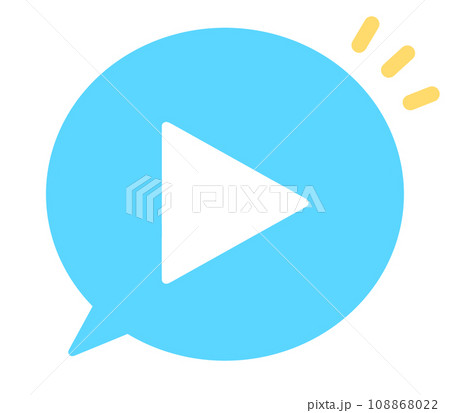 シンプルな水色の再生マークと吹き出し 108868022