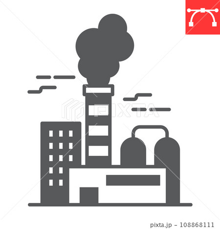 Factory glyph icon, industry and ecology, refinery vector icon, vector graphics, editable stroke solid sign, eps 10. 108868111