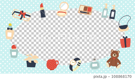 可愛雜貨淡藍色圓點蓬鬆相框素材 108868170