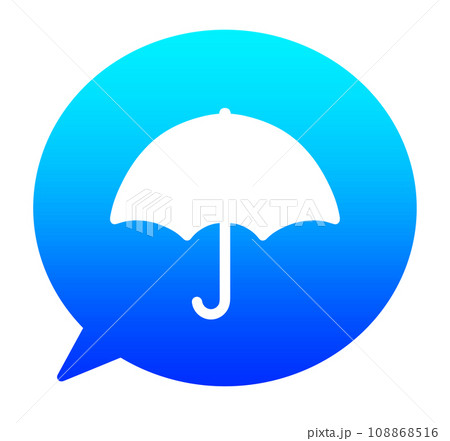 青いグラデーションの傘マークと吹き出し 108868516