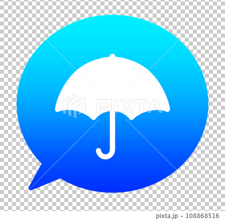青いグラデーションの傘マークと吹き出し 108868516