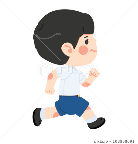 Cute Kid boy running to school cartoon 108868691