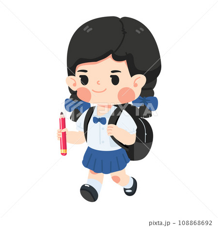 Kid Girl student with backpack cartoon 108868692