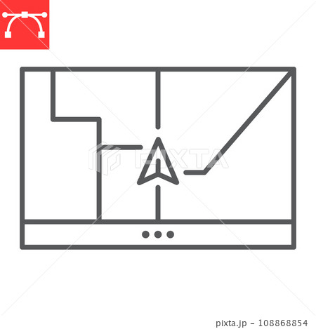 Gps navigator line icon, navigation and car device, gps navigation vector icon, vector graphics, editable stroke outline sign, eps 10. Gps navigator line icon, navigation and car device, gps navigation vector icon, vector graphics, editable stroke outline sign, eps 10. 108868854