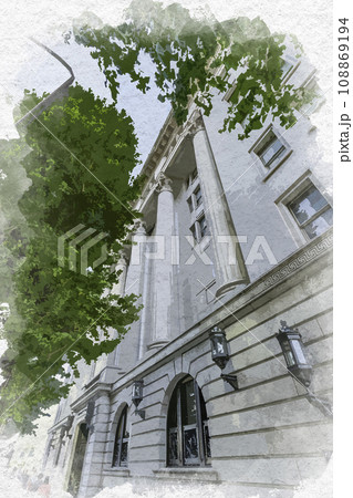 水彩画風　東京丸の内　明治生命館　東京都千代田区 108869194