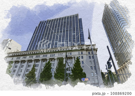 水彩画風　東京丸の内　明治生命館　東京都千代田区 108869200