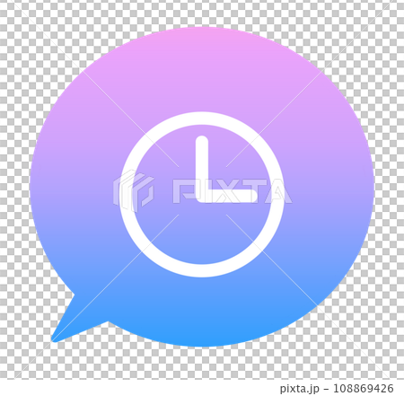 青紫色のグラデーション｜時計と吹き出し 108869426