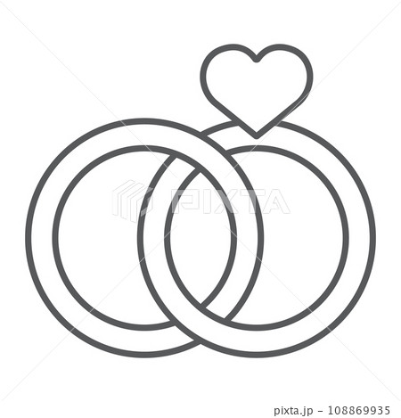 Wedding Rings thin line icon, valentine and holiday, engagement sign, vector graphics, a linear pattern on a white background, eps 10 Wedding Rings thin line icon, valentine and holiday, engagement sign, vector graphics, a linear pattern on a white background, eps 10 108869935