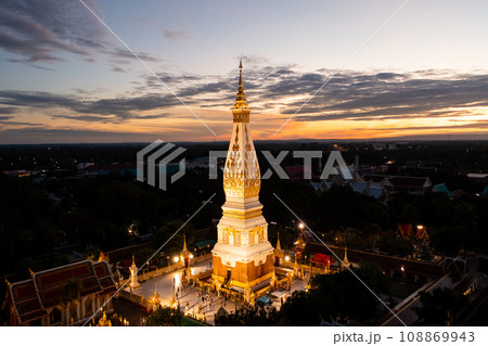Phra That Phanom, a respectful of Nakhon Phanom People to Gold pagoda, settle in the center of the temple. Phra That Phanom, a respectful of Nakhon Phanom People to Gold pagoda, settle in the center of the temple. 108869943