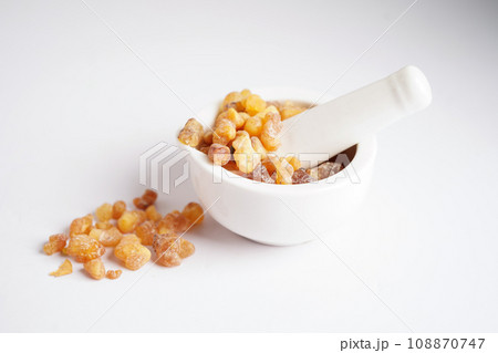 Frankincense or olibanum aromatic resin used in incense and perfumes. 108870747