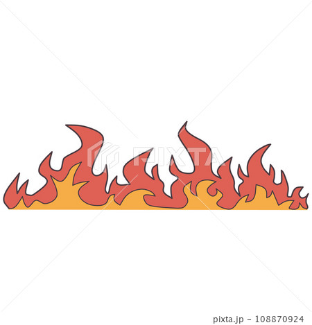 横に長い燃え上がる炎のシンプルなイラスト 108870924