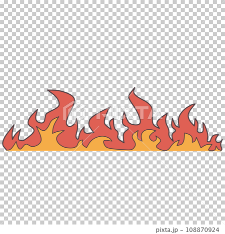 横に長い燃え上がる炎のシンプルなイラスト 108870924