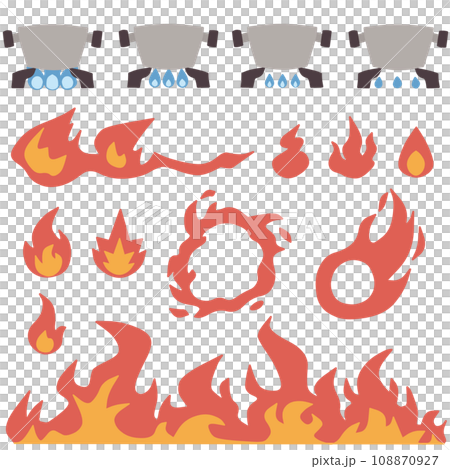 Color illustration set of flames of various shapes 108870927