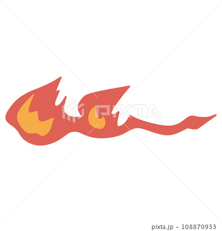 火炎放射器から放射されているような横に飛び出している炎のイラスト 108870933