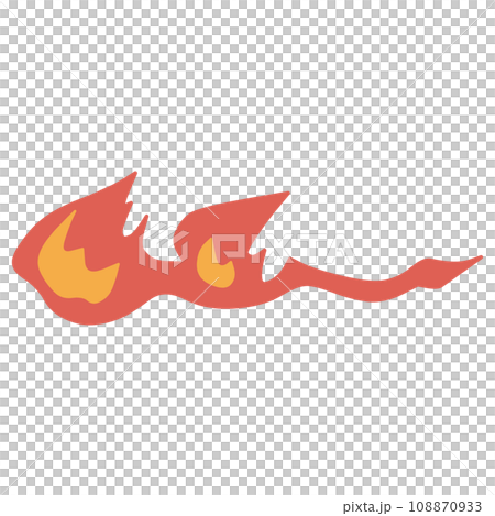 火炎放射器から放射されているような横に飛び出している炎のイラスト 108870933