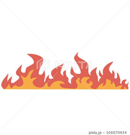 横に長い燃え上がる炎のシンプルなイラスト 横に長い燃え上がる炎のシンプルなイラスト 108870934