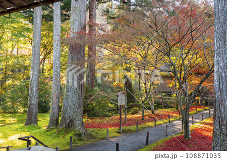 紅葉が美しい京都大原三千院 宸殿から見る往生極楽院 紅葉が美しい京都大原三千院 宸殿から見る往生極楽院 108871035