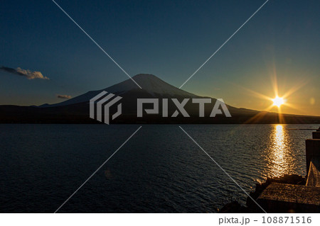 山梨県南都留郡山中湖村平野 山中湖と周辺の風海 山梨県南都留郡山中湖村平野 山中湖と周辺の風海 108871516